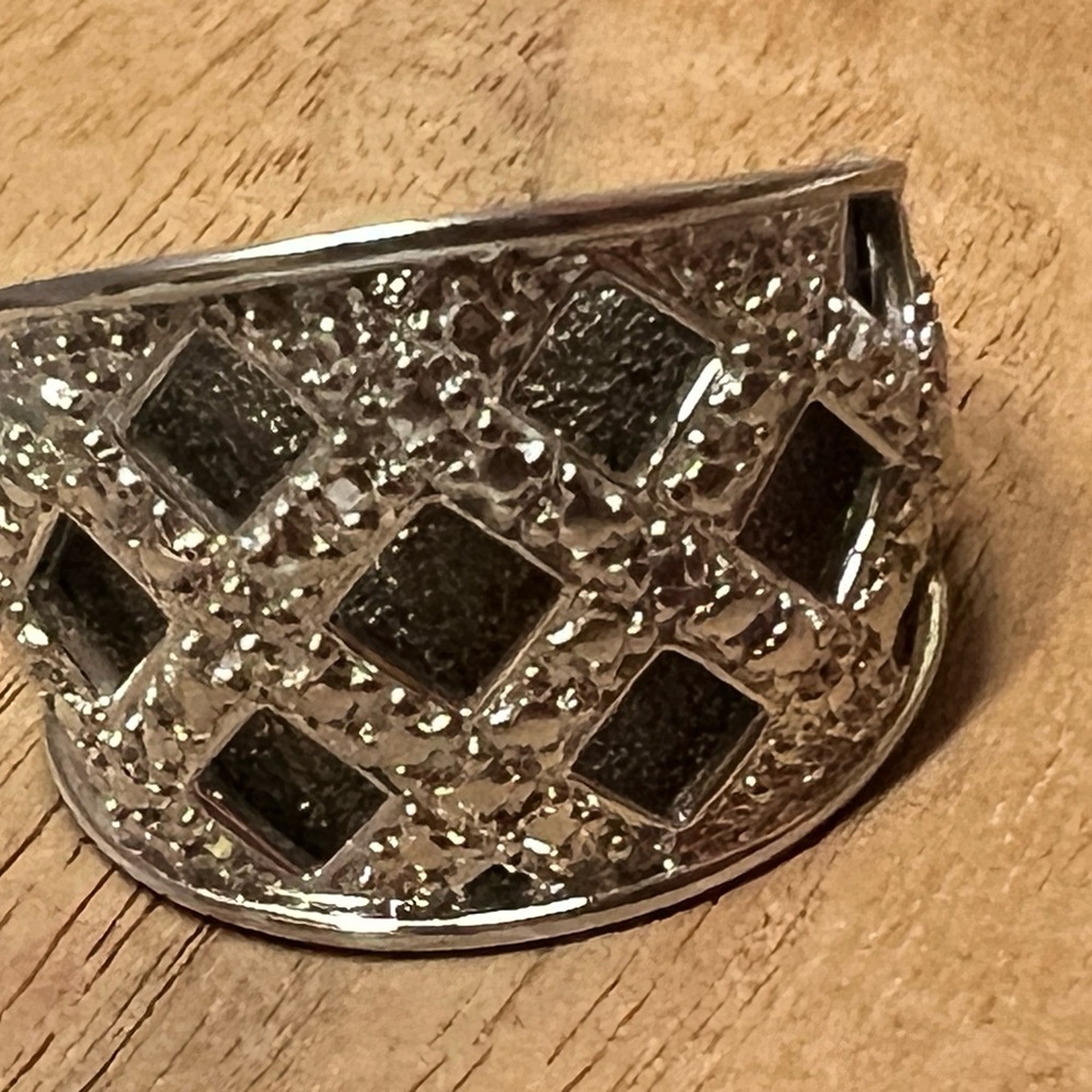 Textured Silver Lattice Ring 7‎